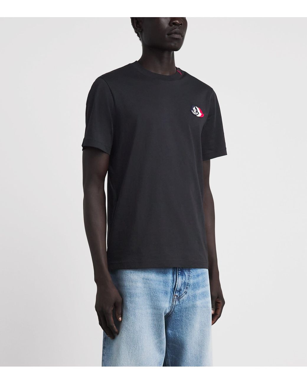Moncler Black Cotton Logo Patch T-Shirt for men