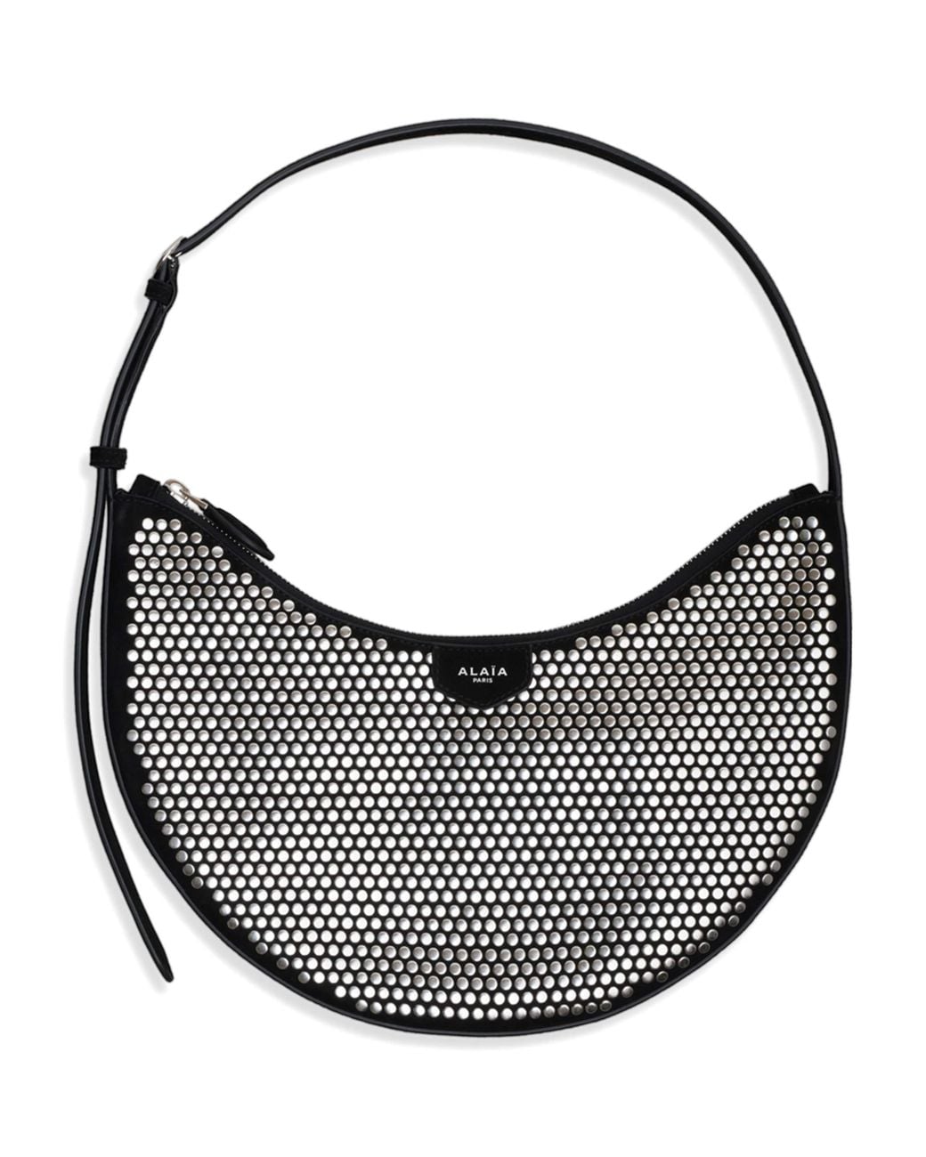 Alaïa Black Small Suede Studded One Piece Demi Lune Shoulder Bag