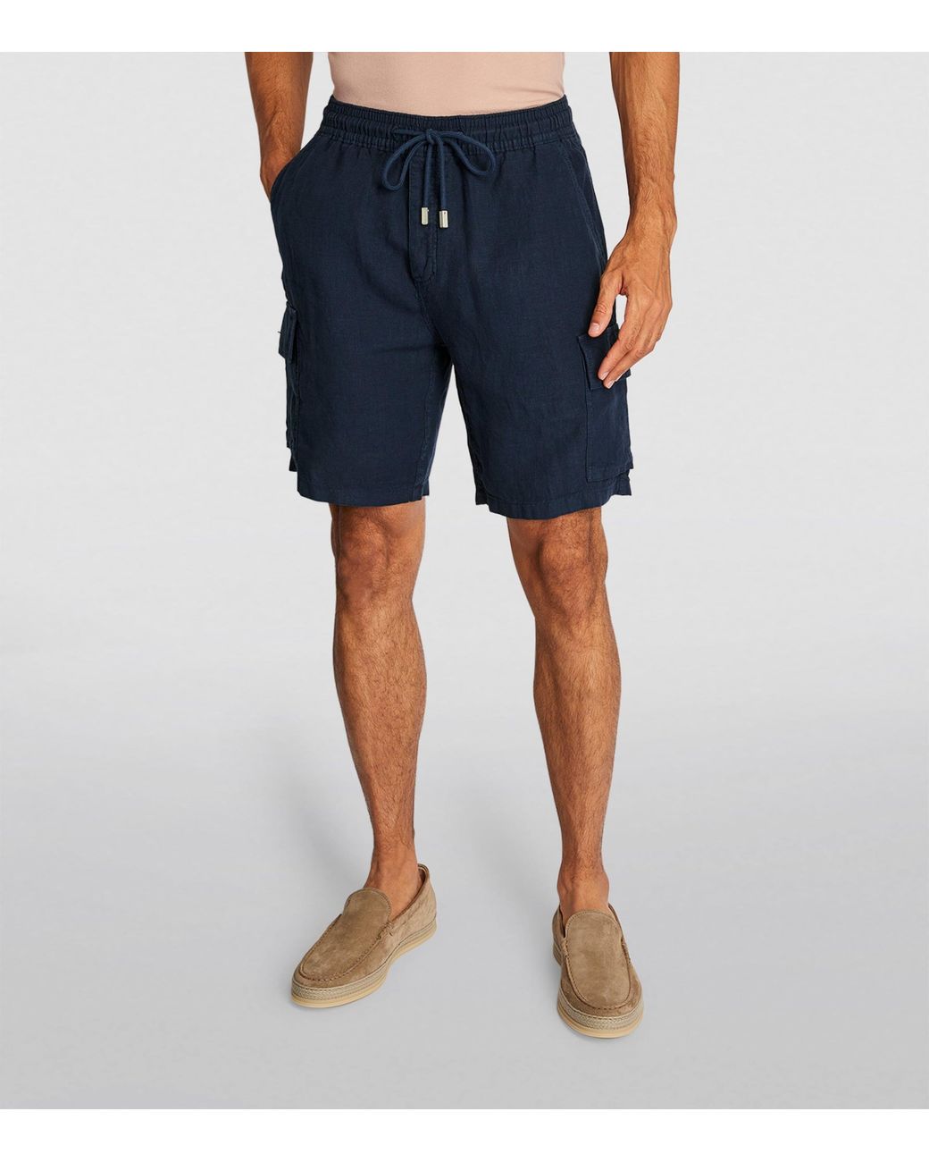 Vilebrequin Blue Linen Baie Shorts for men