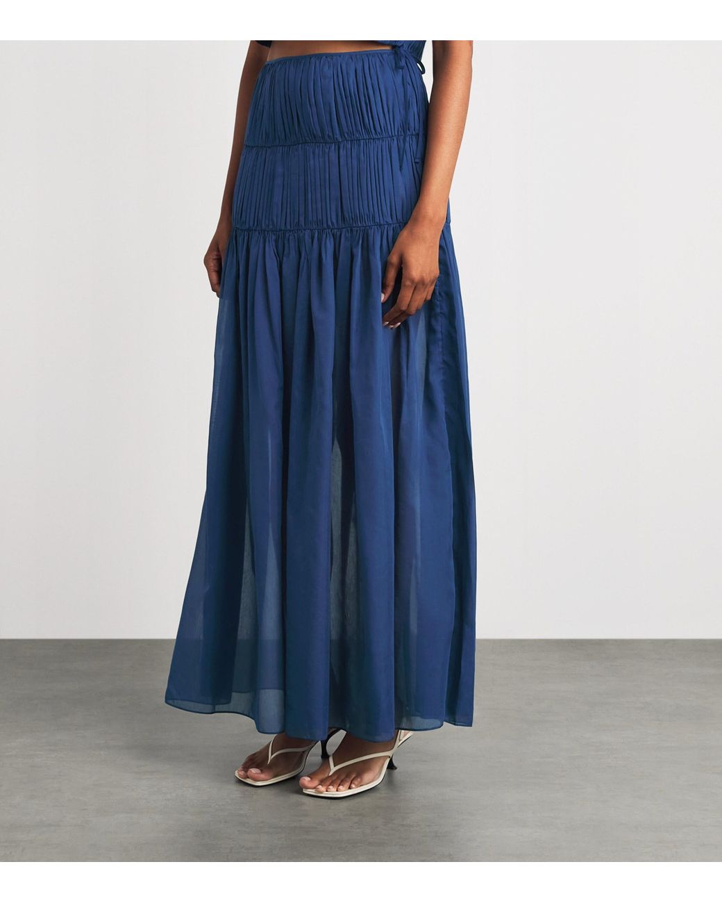 Moré Noir Blue Cotton-Silk Dani Maxi Skirt