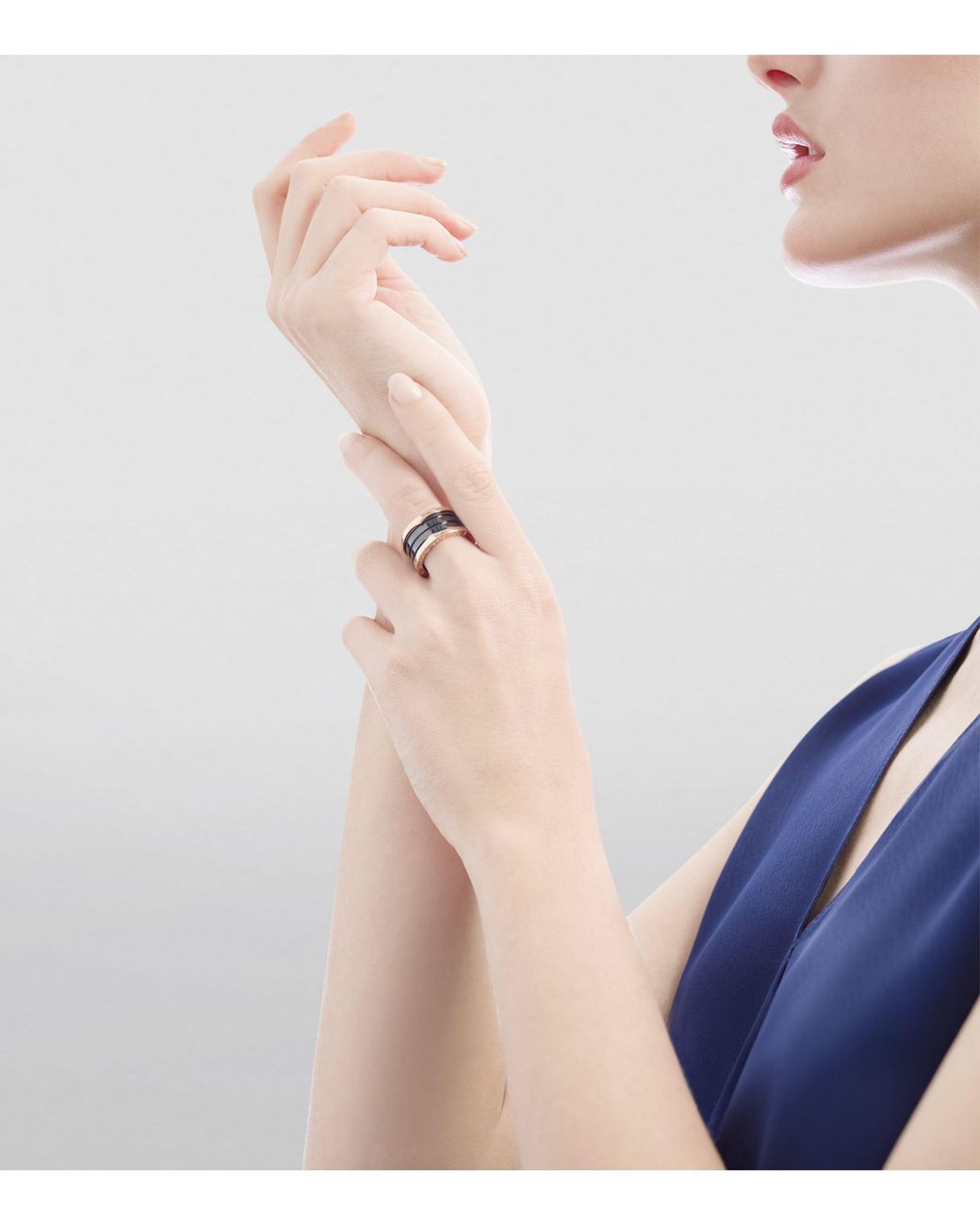 BVLGARI Black And Blcak Ceramic B.Zero1 Four-Band Ring
