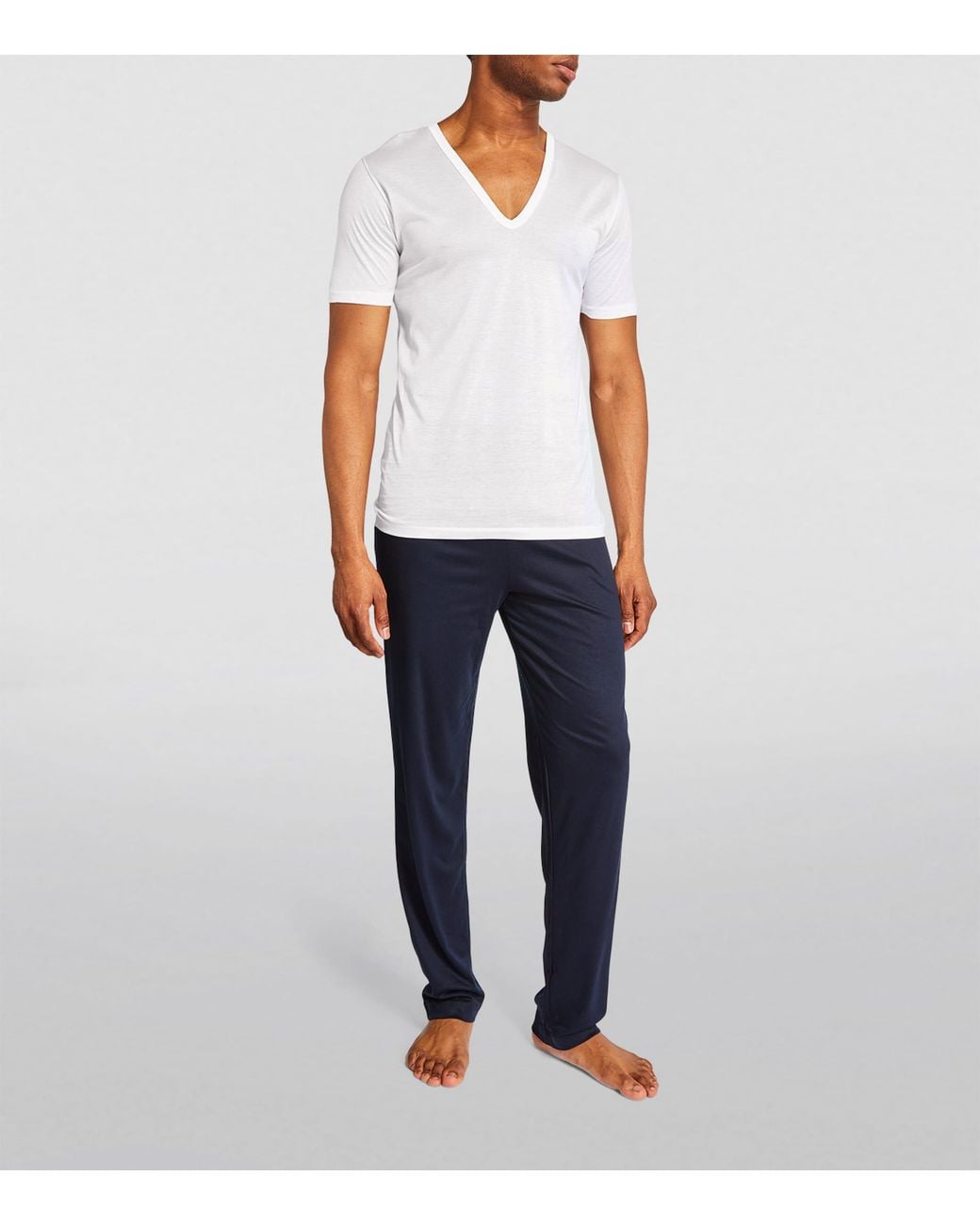 Zimmerli of Switzerland White Cotton V-Neck T-Shirt for men