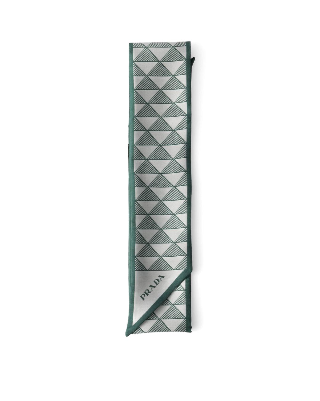 Prada Green Silk Triangle Skinny Scarf
