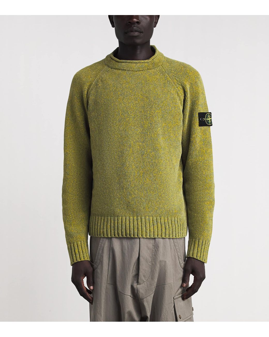 Stone Island Green Cotton Élange Sweater for men