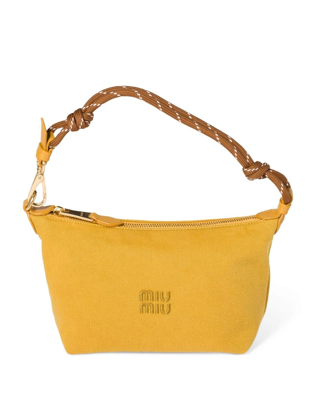 Miu Miu Yellow Cotton Gabardine Logo Pouch