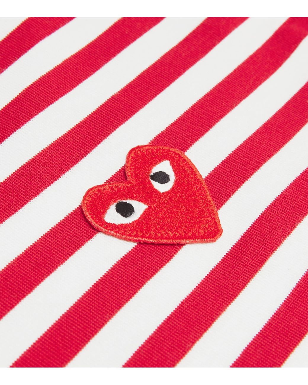COMME DES GARÇONS PLAY Red Striped Heart Logo T-Shirt for men