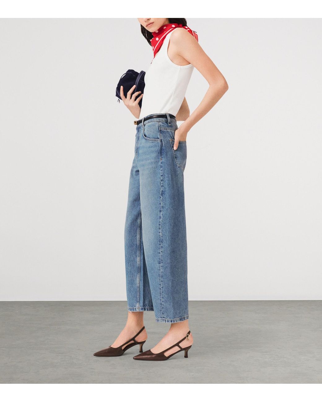 Maje Blue Cropped Barrel Jeans