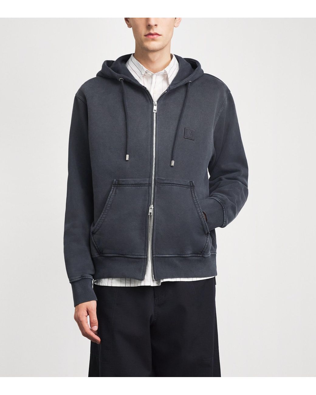 Wooyoungmi Blue Garment-Dyed Hoodie for men