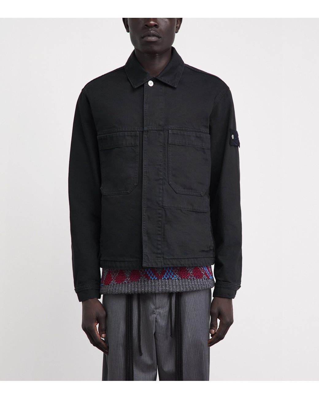 Stone Island Black Denim Coach Jacket for men