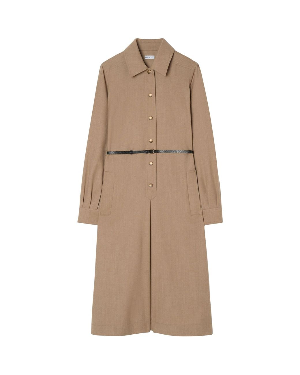 Burberry Natural Wool Midi Shirt Dress
