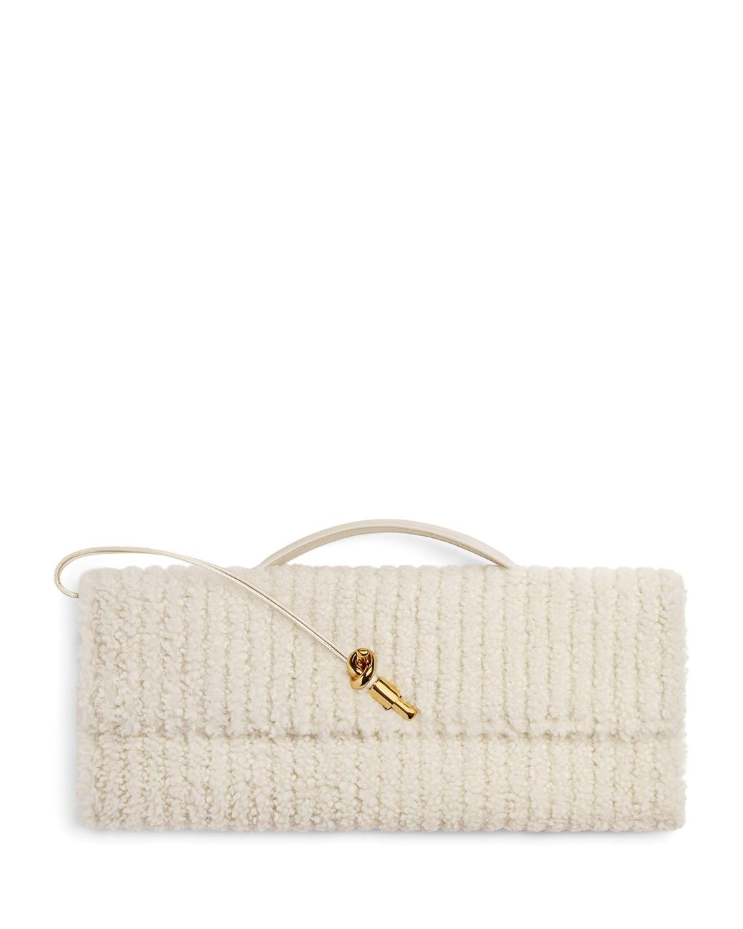 Bottega Veneta Natural Shearling Andiamo Clutch Bag