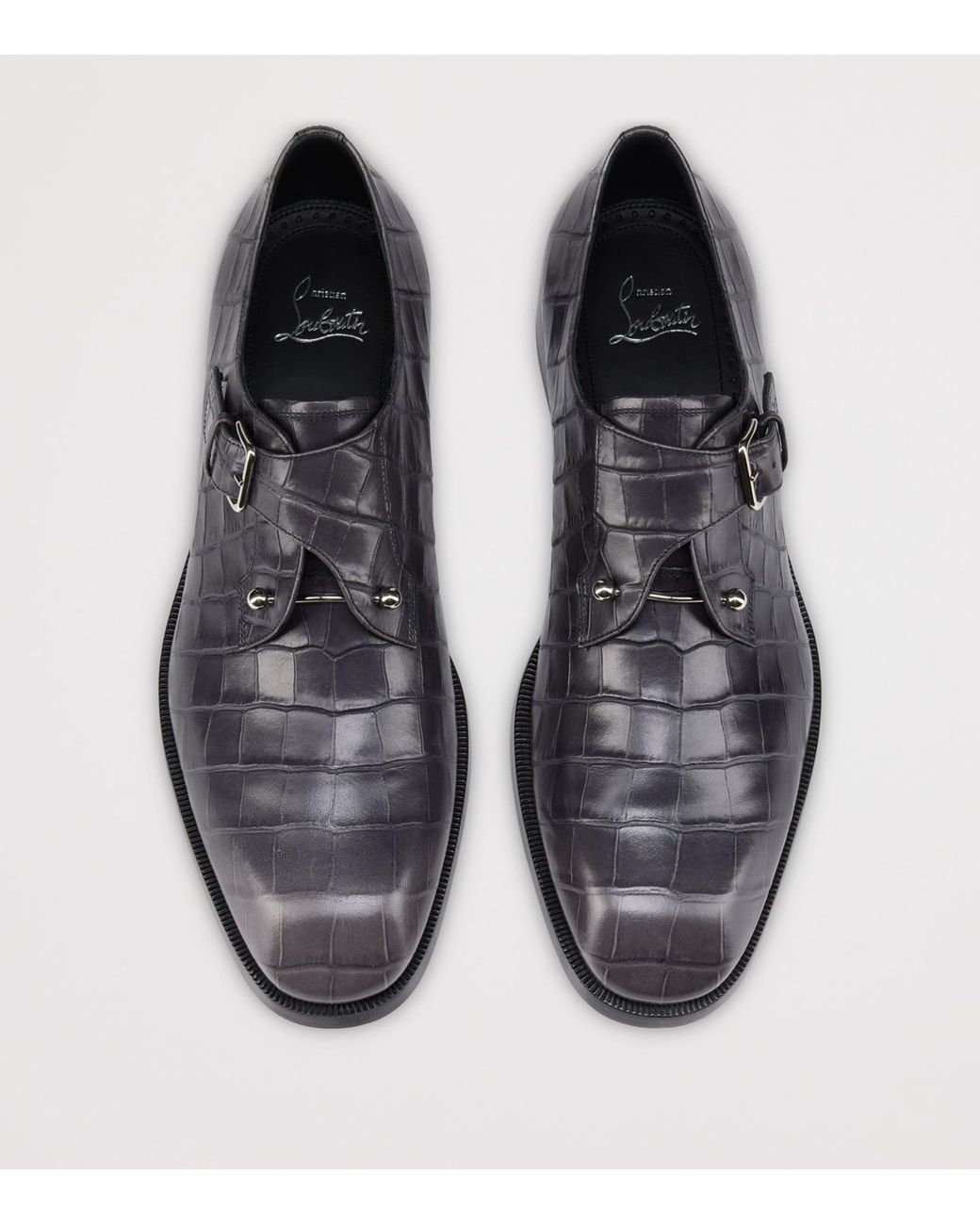 Christian Louboutin Black Chambelimonk Leather Monk Shoes