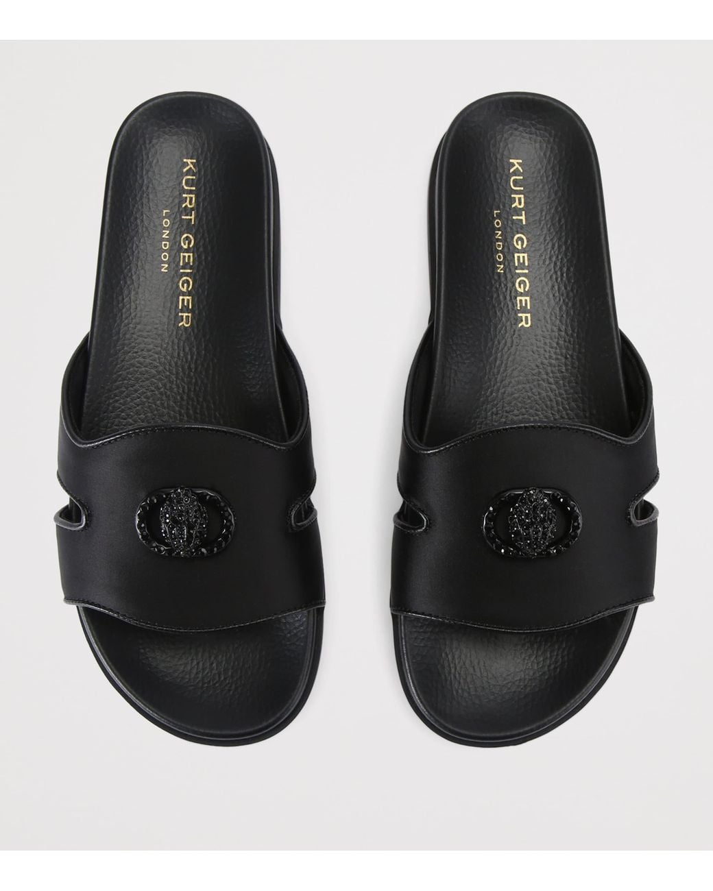 Kurt Geiger Black Satin Cut-Out Chelsea Slides