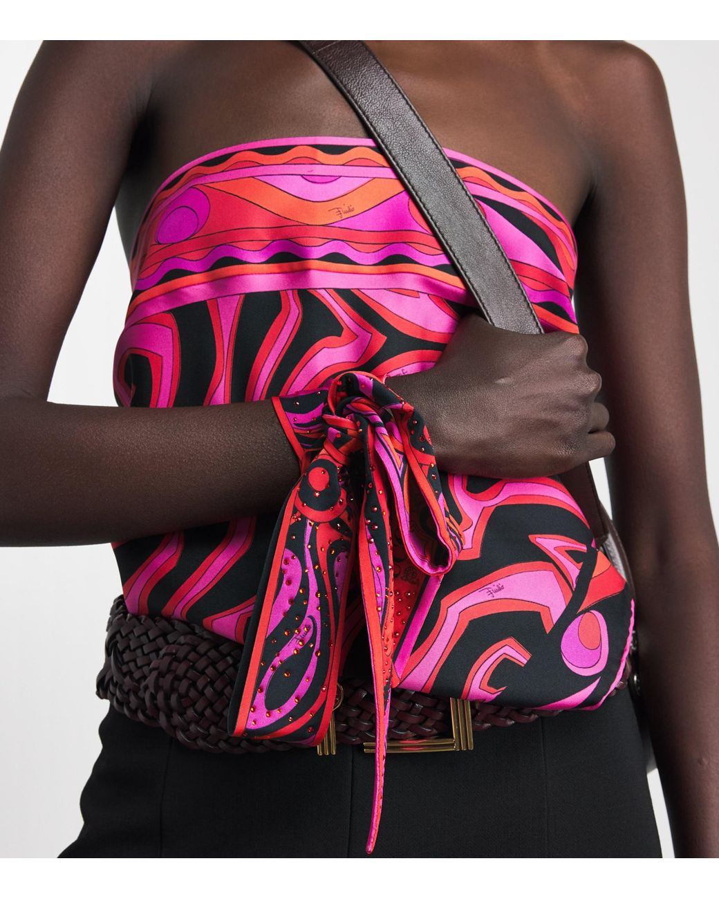 Emilio Pucci Red Embellished Printed Scarf