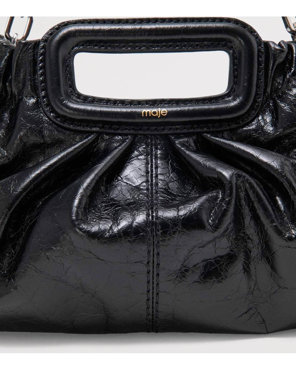 Maje Black Leather Milpli Clutch Bag