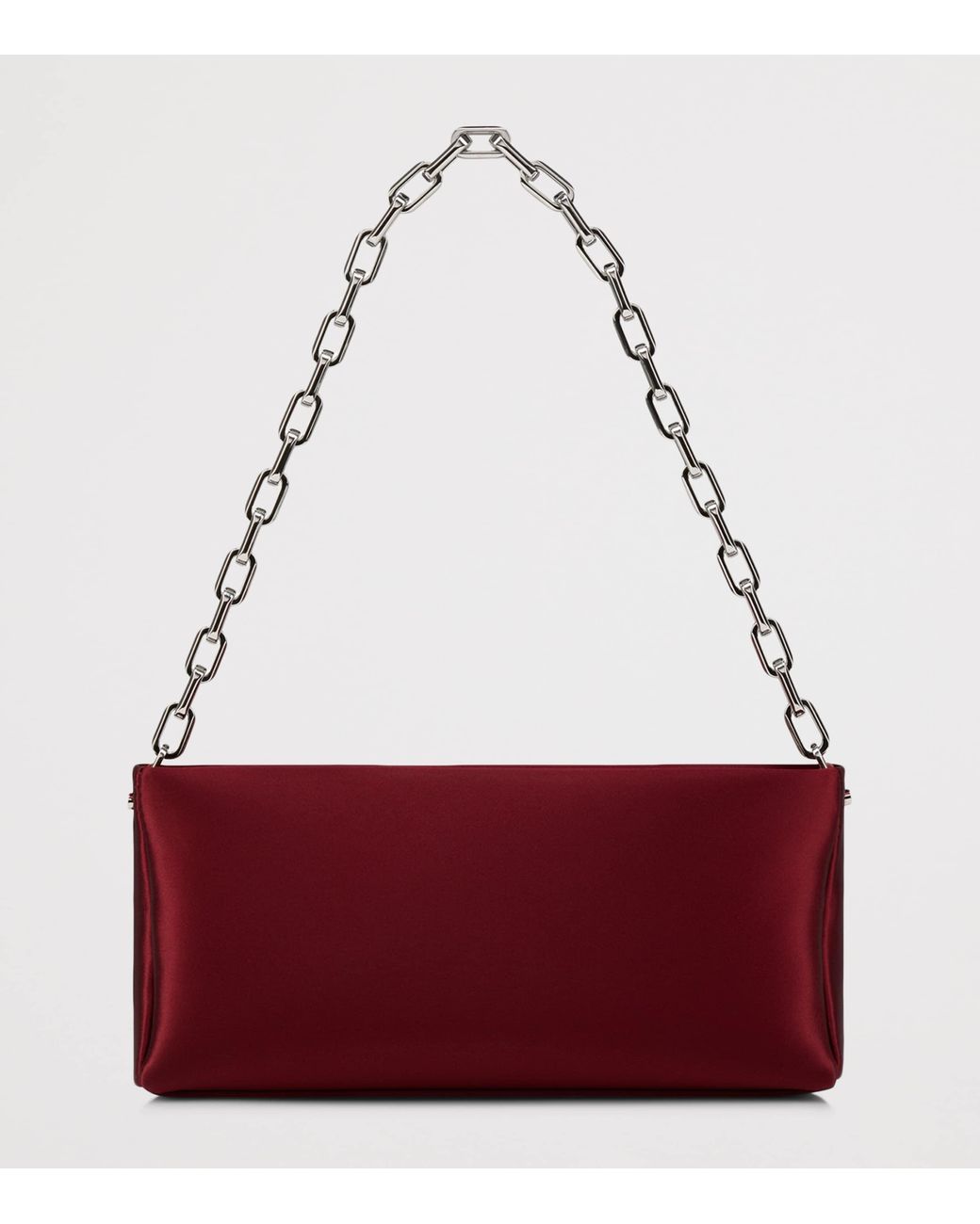 Christian Louboutin Red Maykimay Chain Pouch Neoprene Satin Clutch Bag