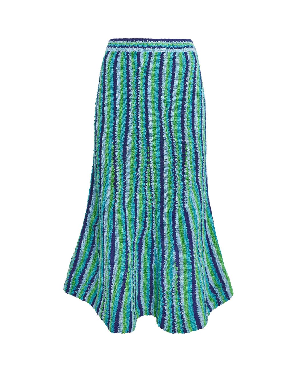 Tory Burch Blue Knitted Stripe Midi Skirt