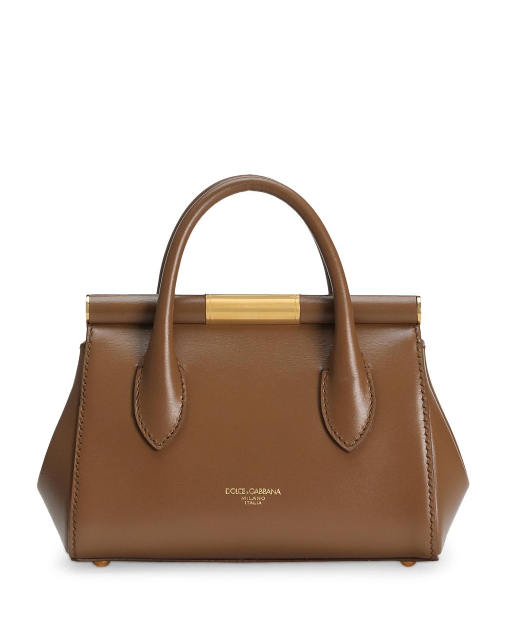 Dolce & Gabbana Brown Mini Leather Marlene Top-Handle Bag