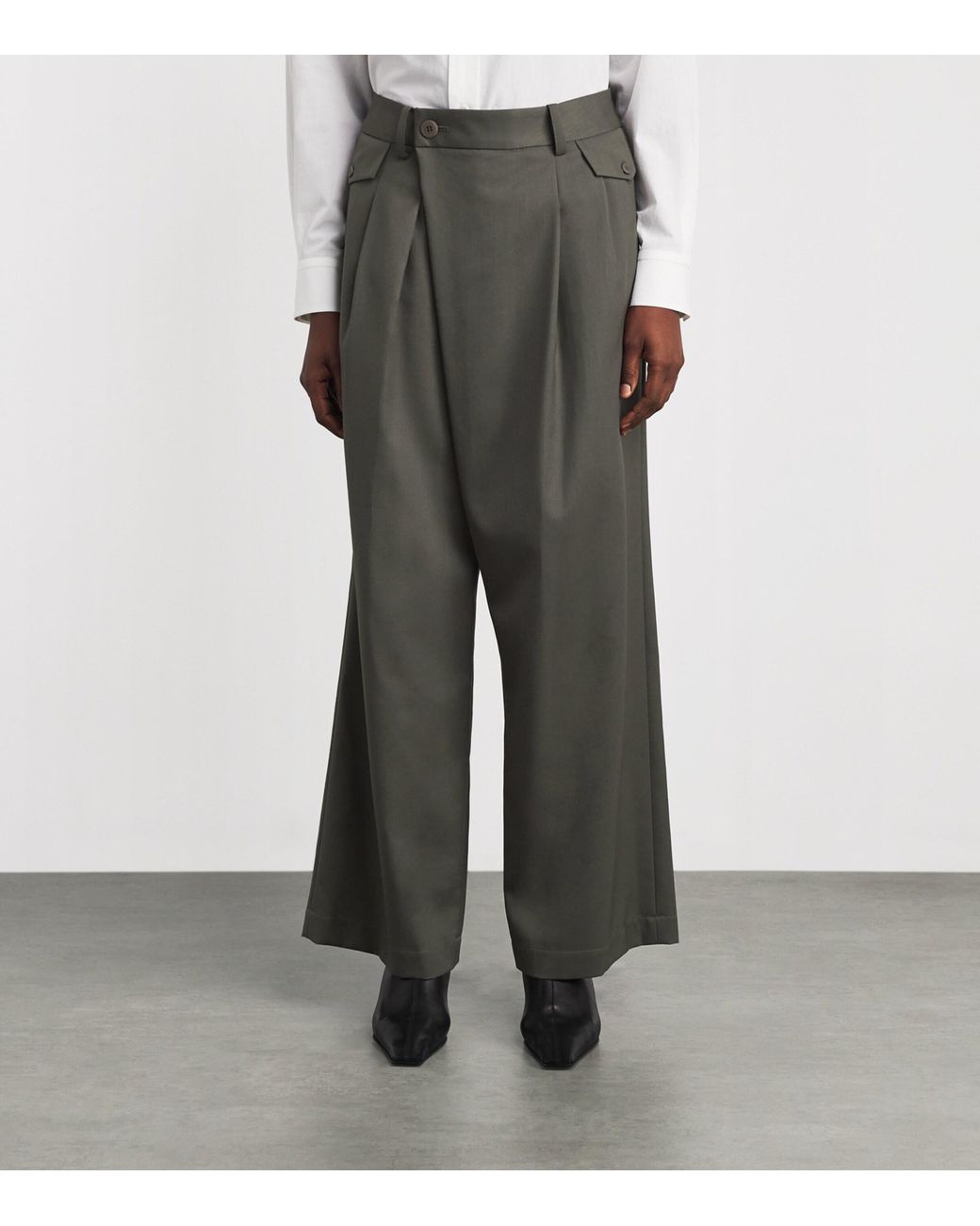 Issey Miyake Gray Wool-Blend Lustrous Trousers
