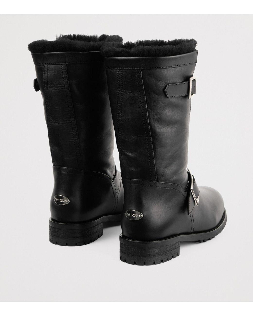 Jimmy Choo Black Biker Mid Leather Boots
