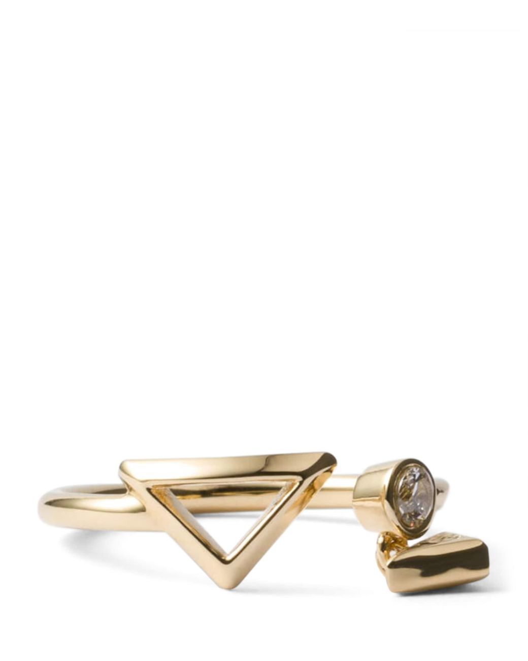Prada Metallic Embellished Triangle Charm Ring