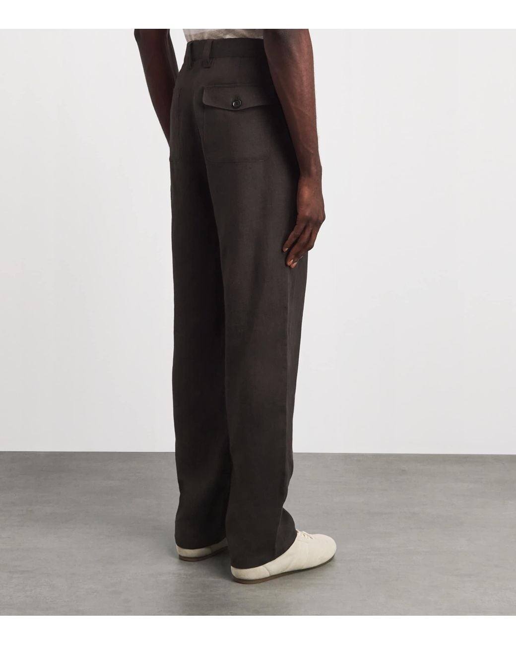 Oliver Spencer Brown Linen-Cotton Morton Pleated Trousers for men