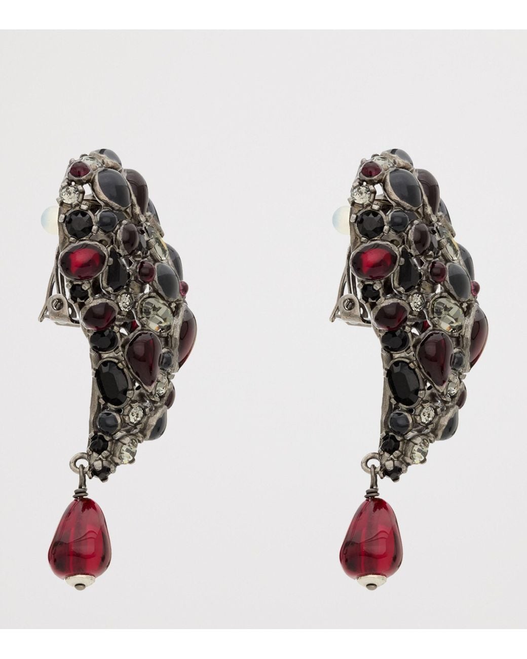 Saint Laurent Black Heart Clip-On Pendant Earrings for men