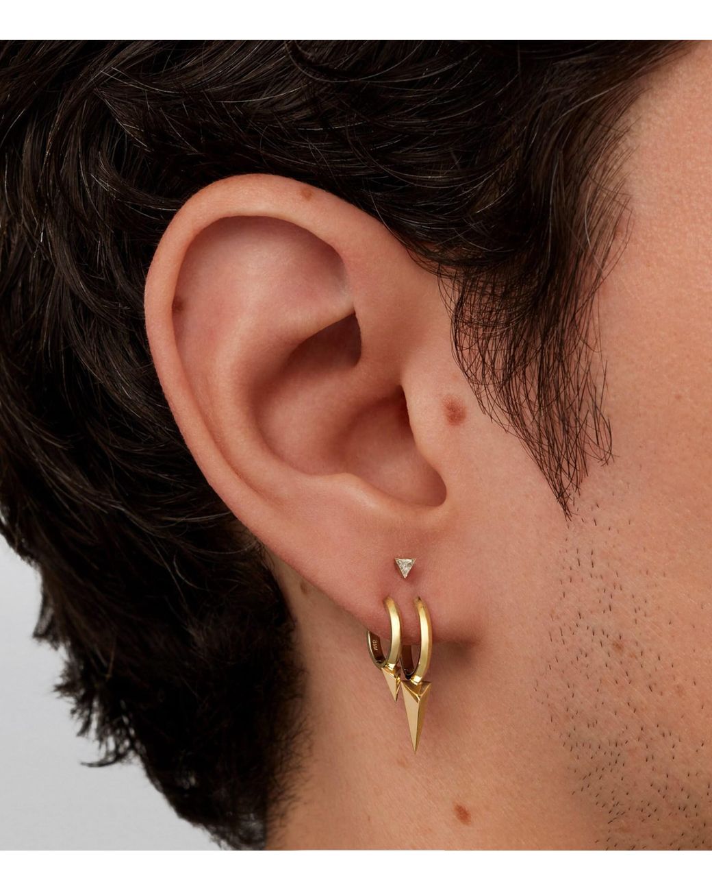 Maria Tash White Faceted Single Long Spike Hoop Earring