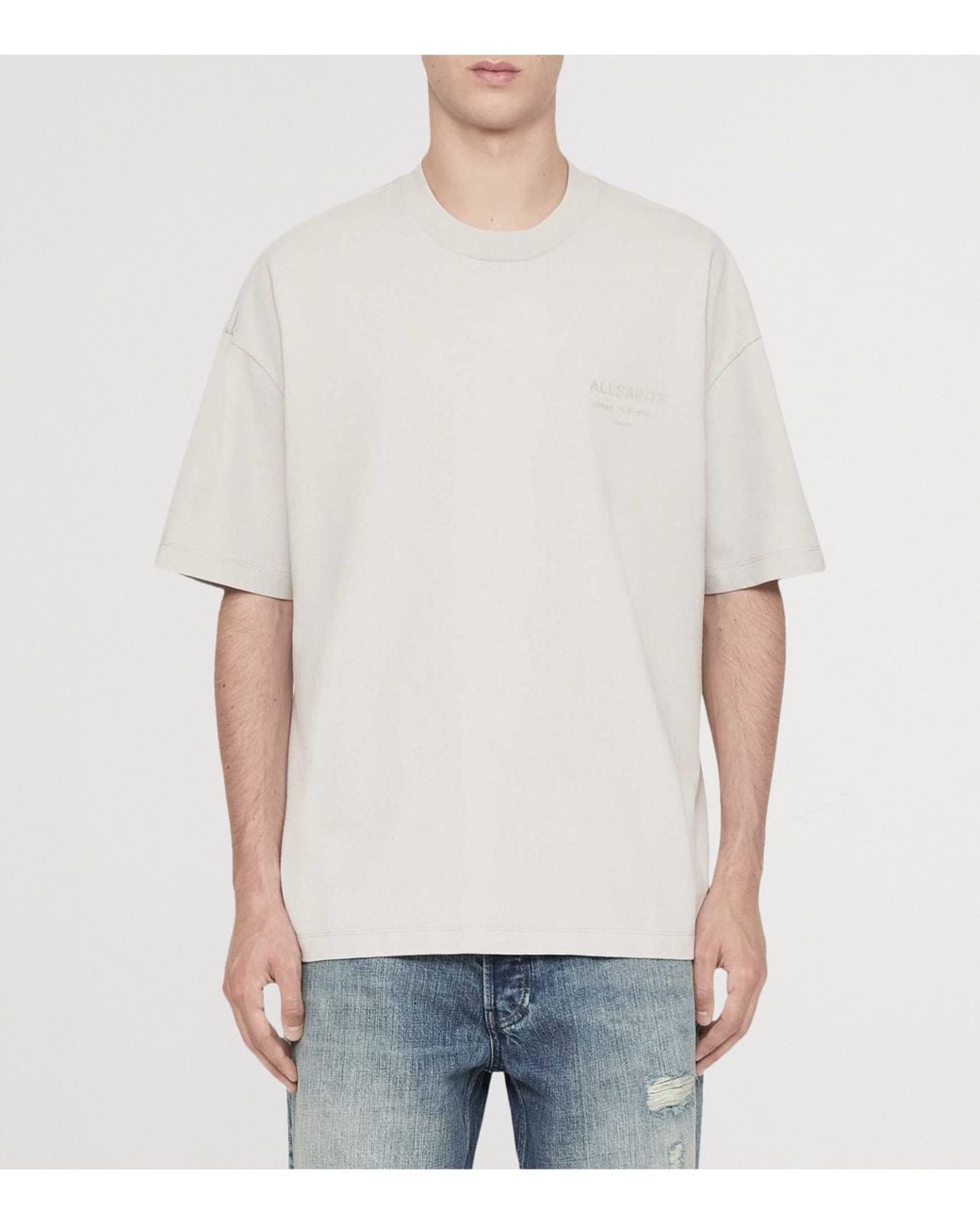 AllSaints White Organic Cotton Xander T-Shirt for men