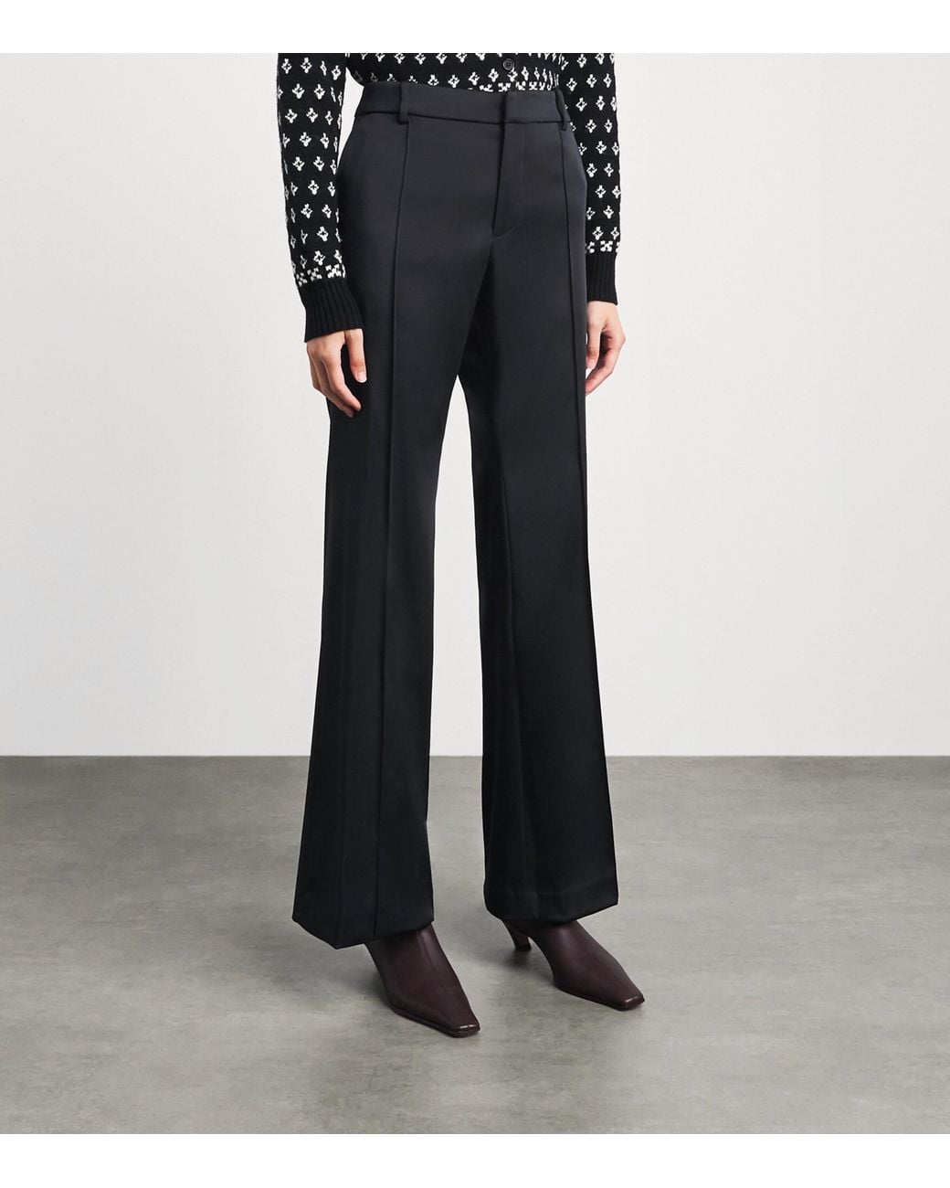 Polo Ralph Lauren Blue Satin Low-Rise Kick-Flare Trousers