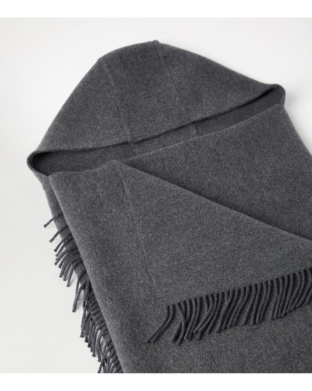 Brunello Cucinelli Gray Wool-Cashmere Hooded Scarf