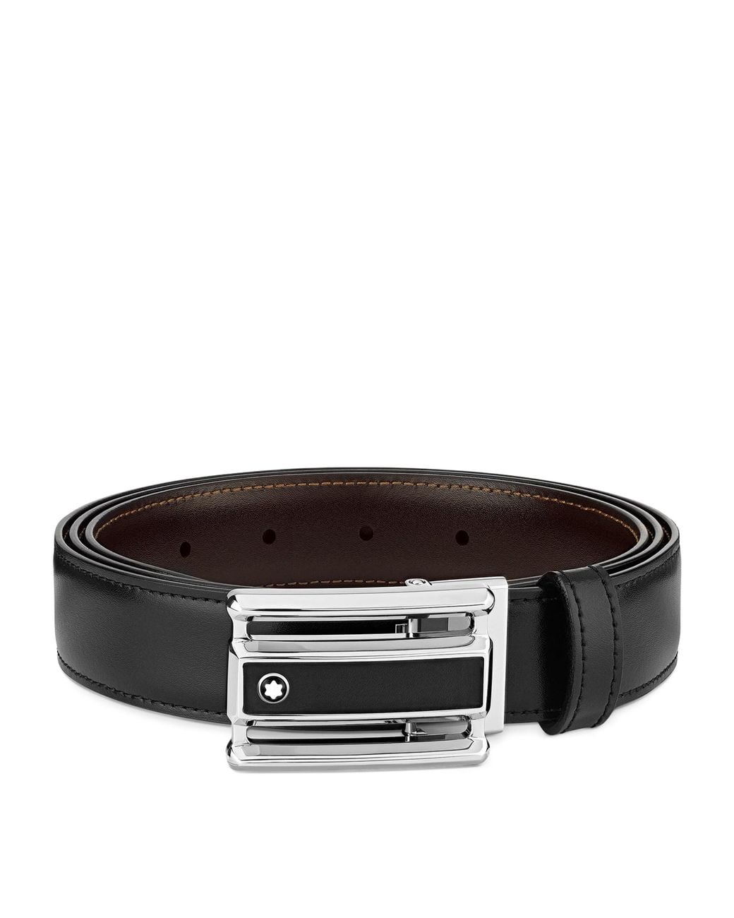 Montblanc Black Leather Reversible Belt for men