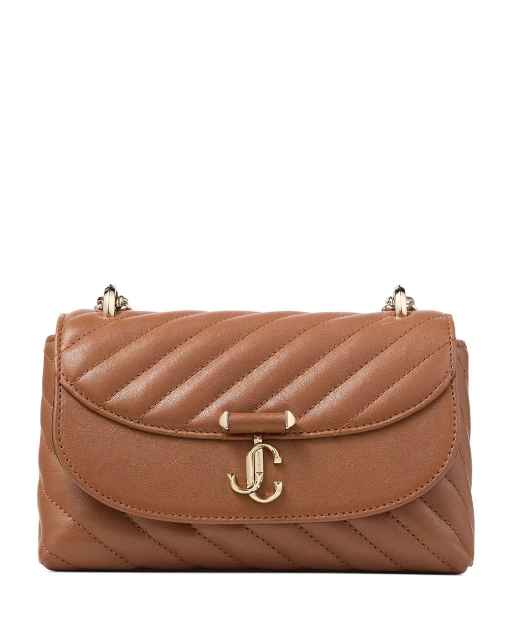 Jimmy Choo Brown Curve Small Biker Leather Quilted Cross-Body Bag