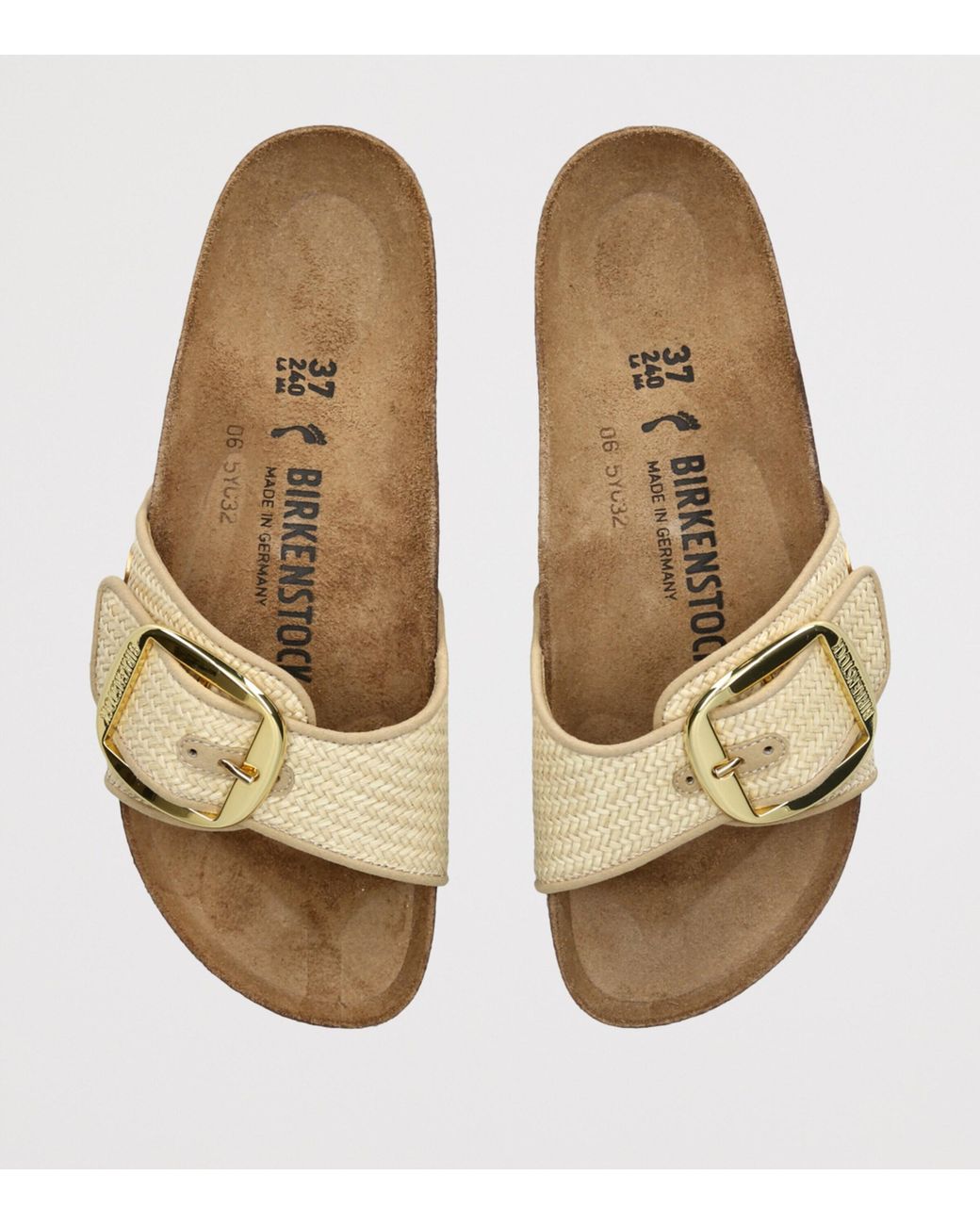 Birkenstock White Raffia Madrid Big Buckle Sandals