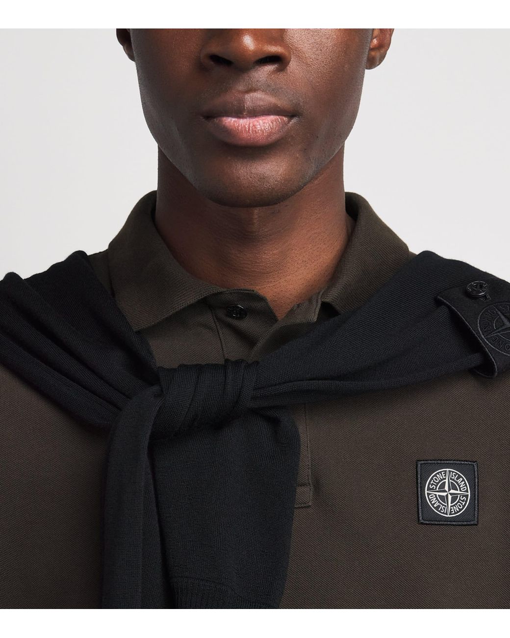 Stone Island Black Cotton Compass Polo Shirt for men