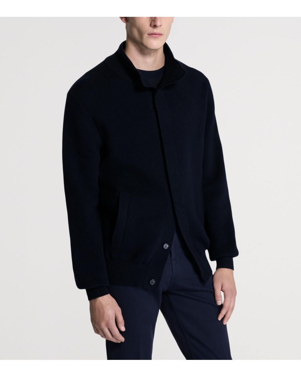 Dunhill Blue Cotton-Cashmere Athluxury Bomber Jacket for men