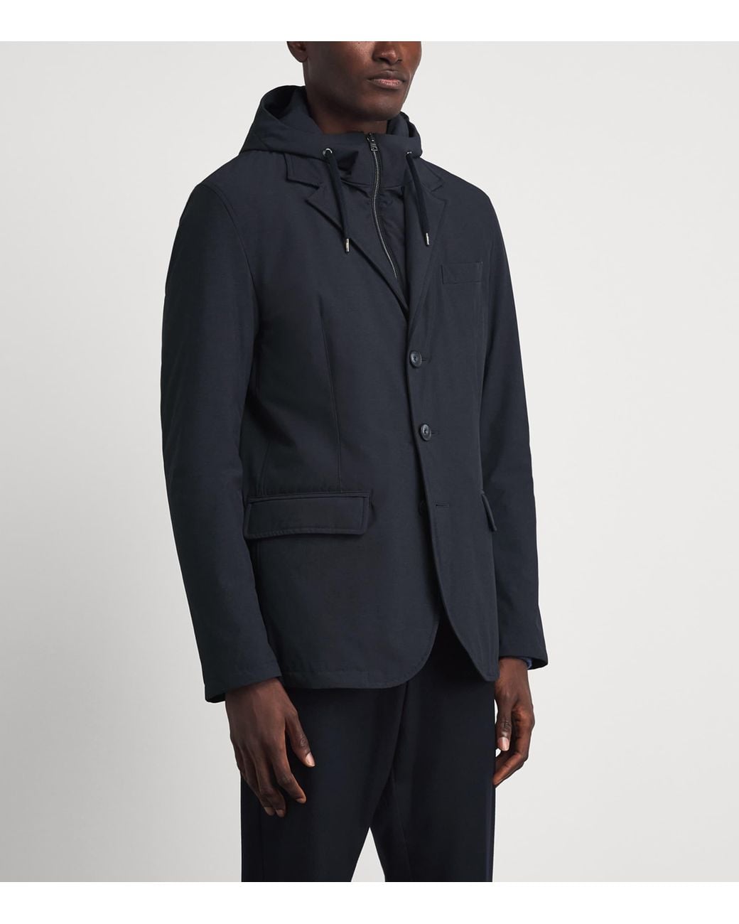Herno Blue Hooded Jacket for men
