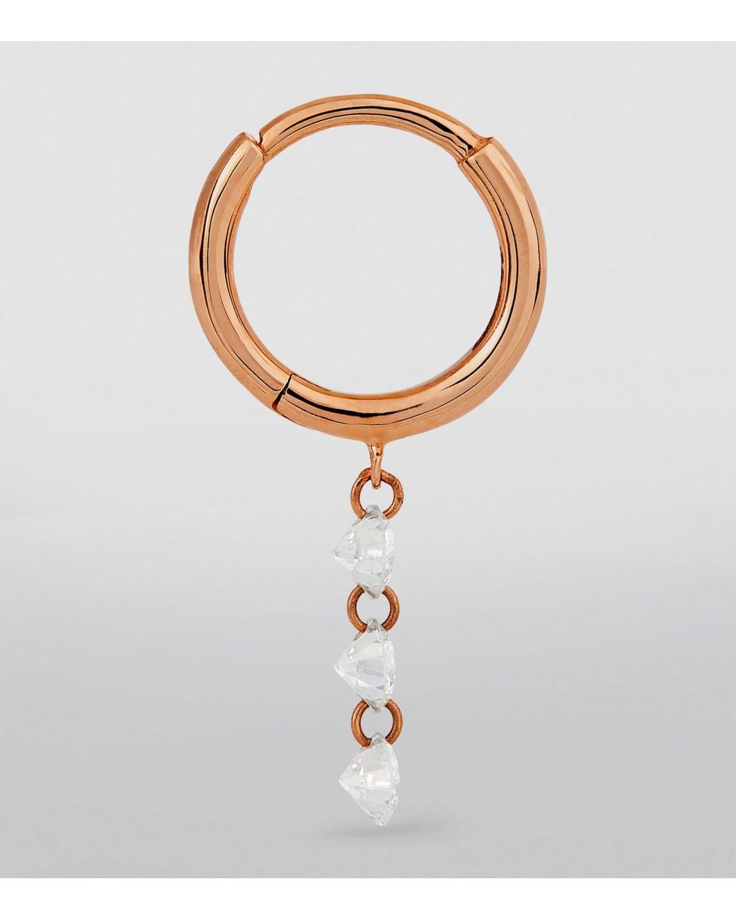 PERSÉE White And Diamond 3-Stone Single Hoop Earring