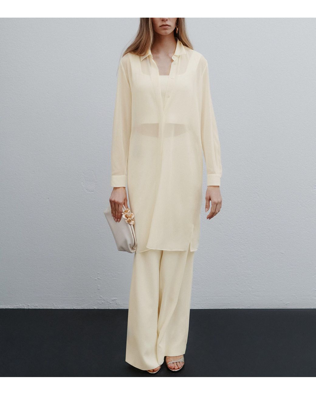 Marella White Long Georgette Shirt