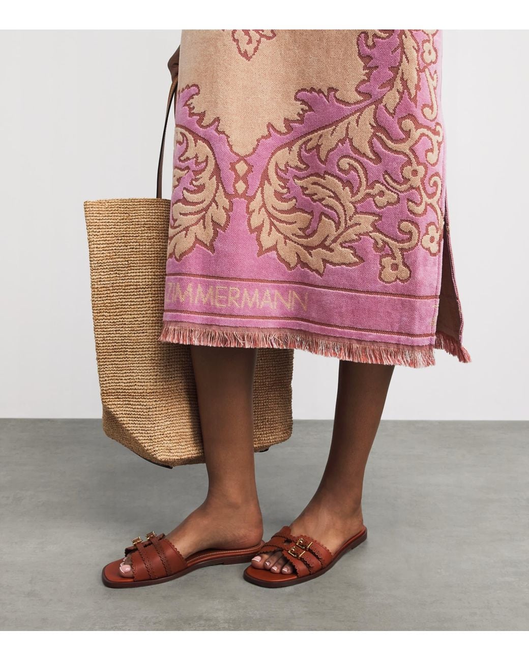 Zimmermann Pink Towelling Floral Aster Midi Dress