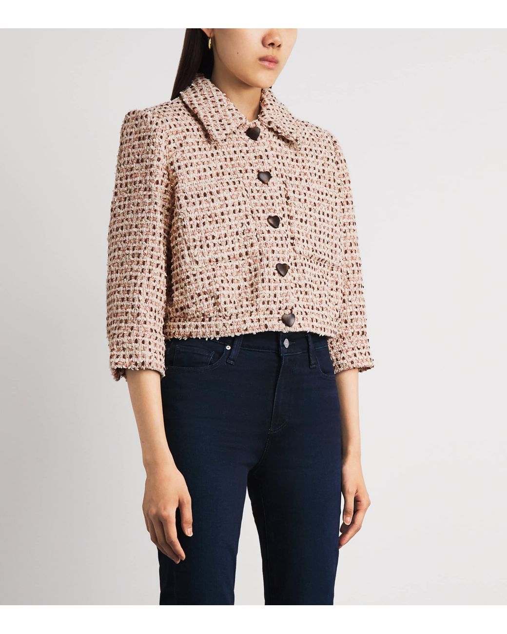 L'Agence Brown Tweed Jia Cropped Jacket