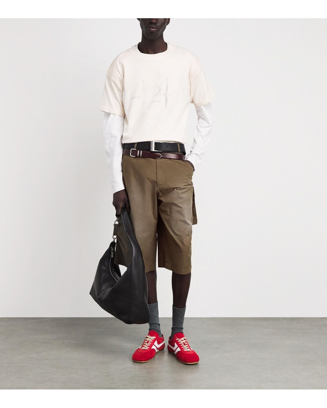 424 Green Cotton Cargo Bermuda Shorts for men