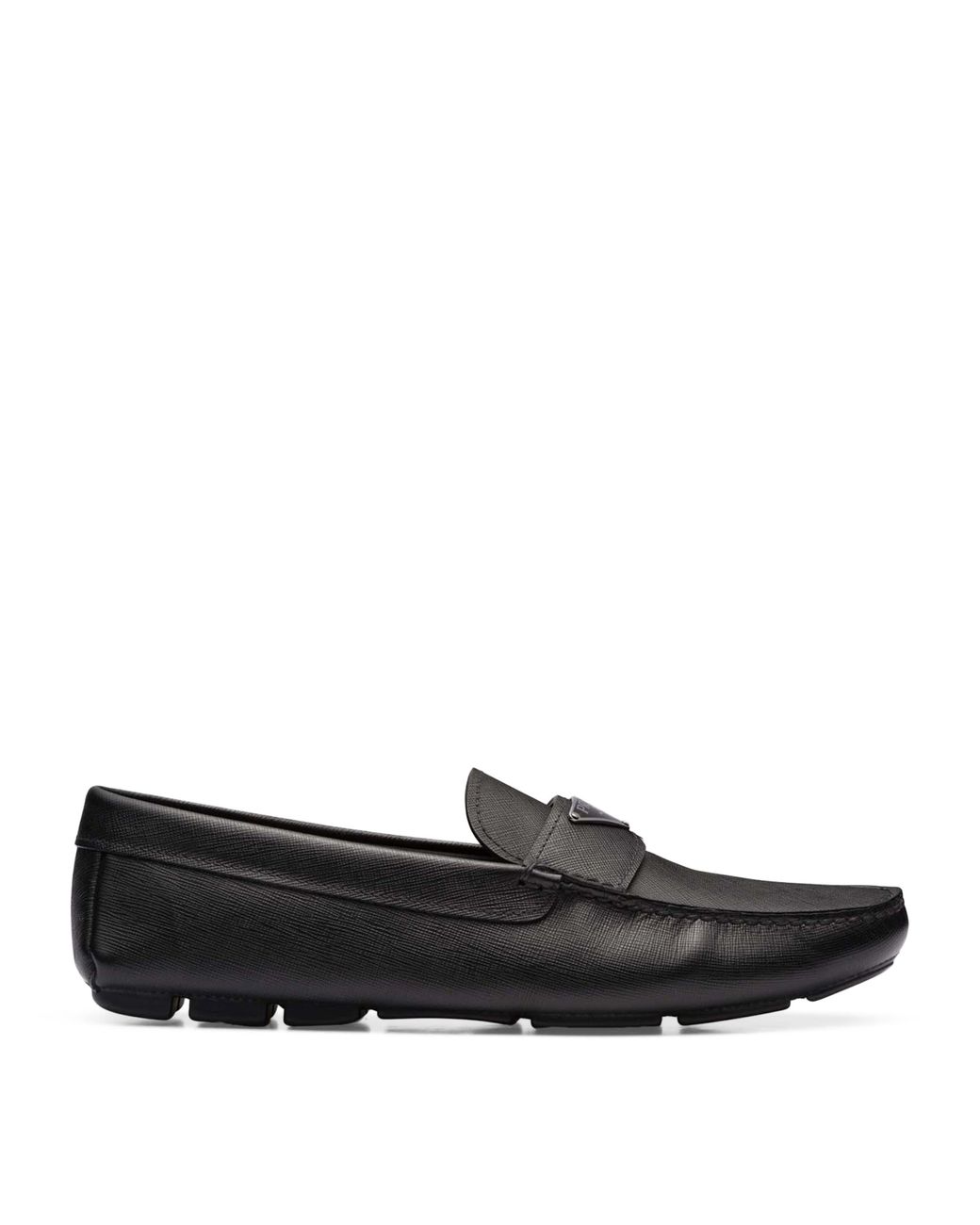 Prada Black Saffiano Leather Driver Shoes for men