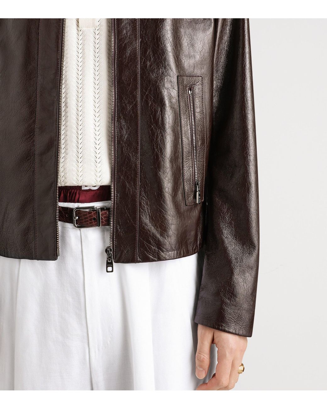 Dolce & Gabbana Brown Leather Jacket for men