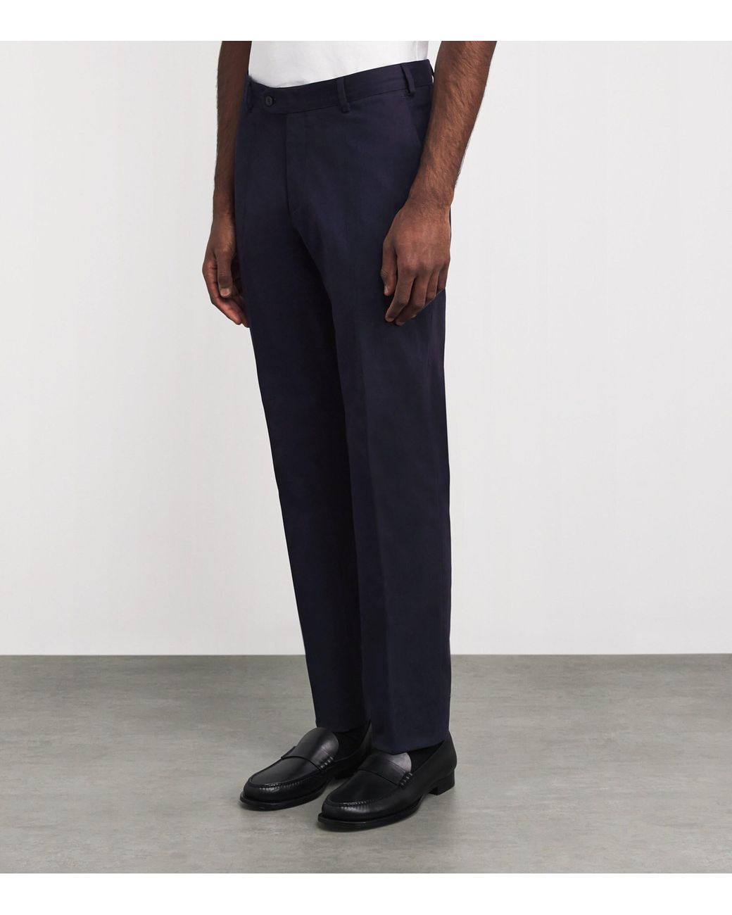 Brioni Blue Cotton-Blend Pienza Straight Trousers for men
