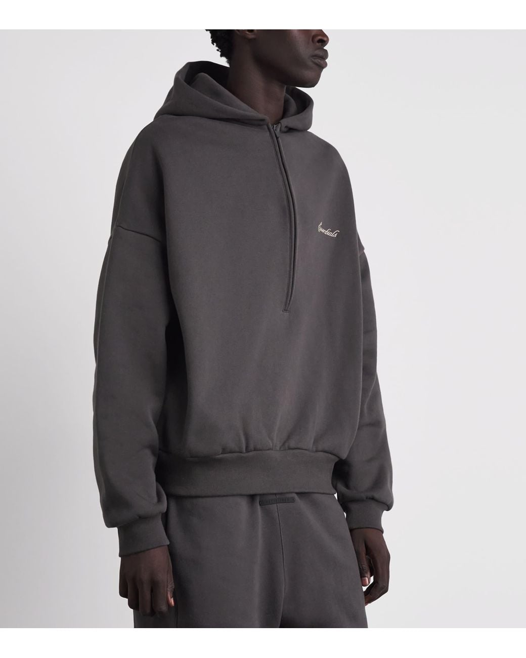 Fear Of God Gray Signature Lounge Half-Zip Hoodie for men