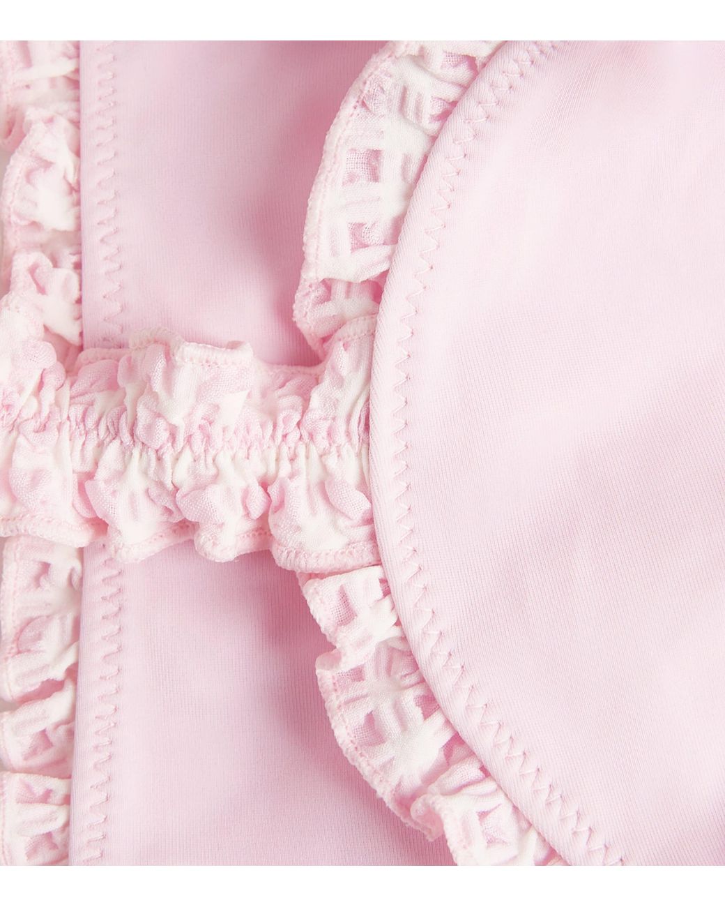 Jonathan Simkhai Pink Gingham Ruffled Bikini Top