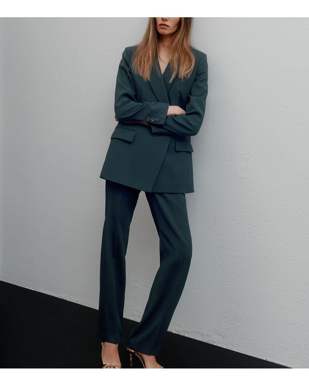 Marella Green Double-Breasted Blazer