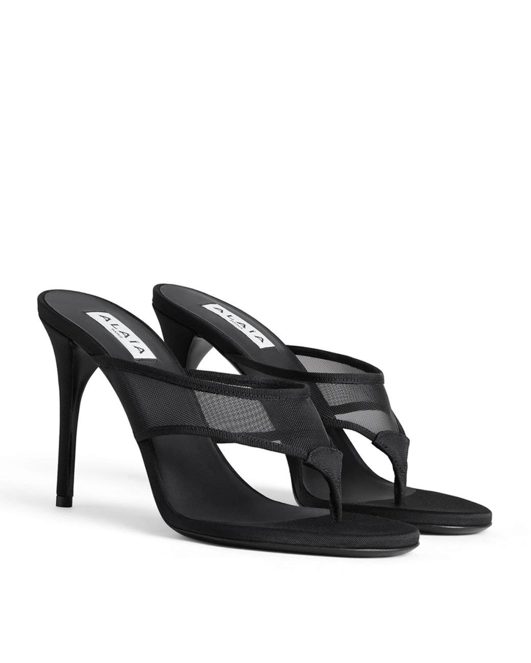 Alaïa Black Mesh Thong Mules 90