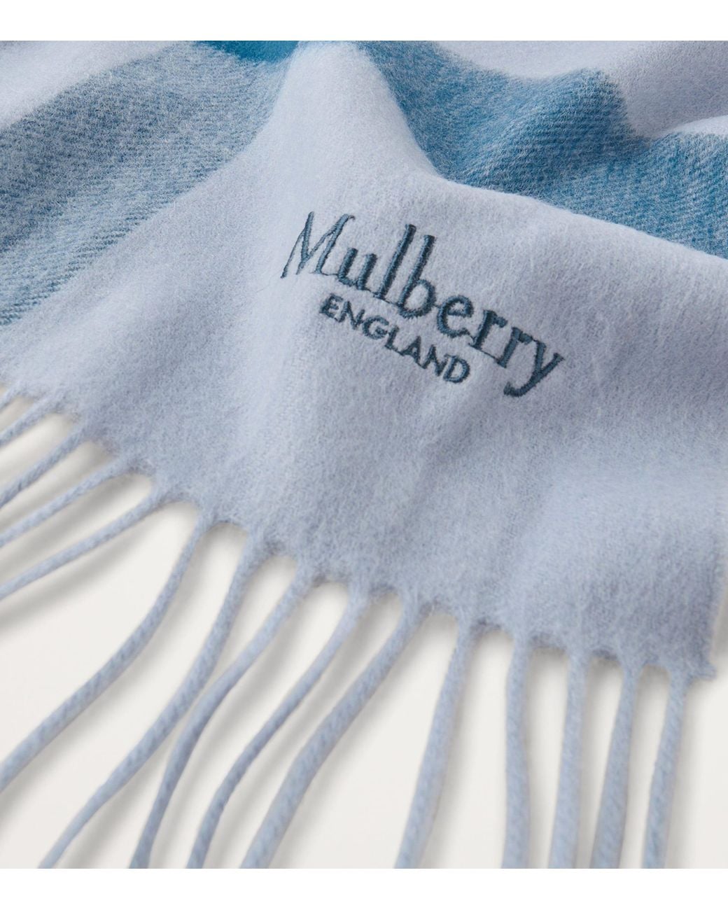 Mulberry Blue Large Merino Wool Check Scarf